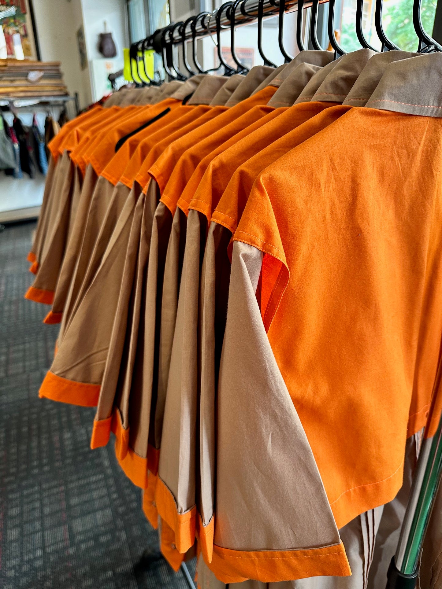 Hunting guayabera tan and orange