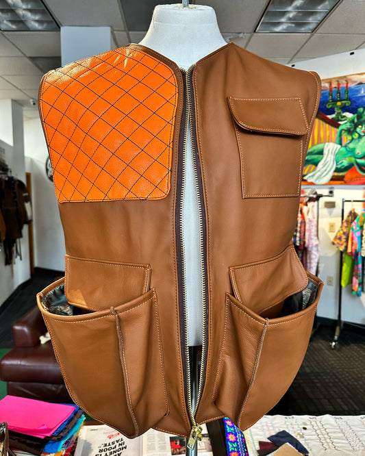 Italian leather shell vest